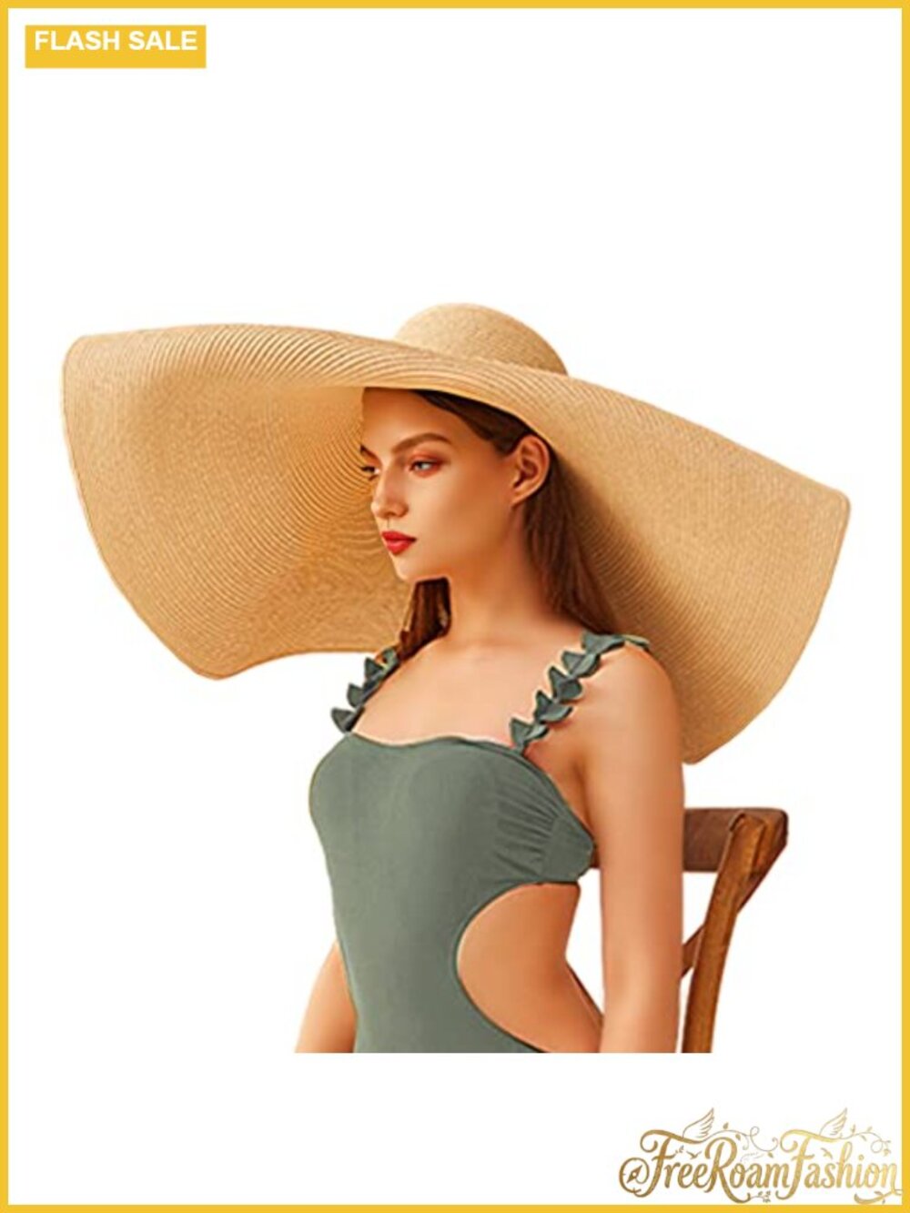 Oversized Straw Floppy Beach Sun Hat Wide Brim Foldable Roll Up